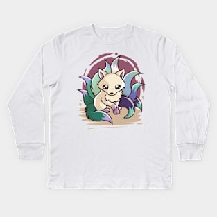 Gay Man Pride Cute Kitsune Kids Long Sleeve T-Shirt